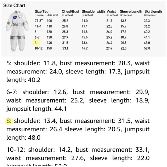 Relibeauty Astronaut Halloween Costume Kids 10/12 - Picture 3 of 3